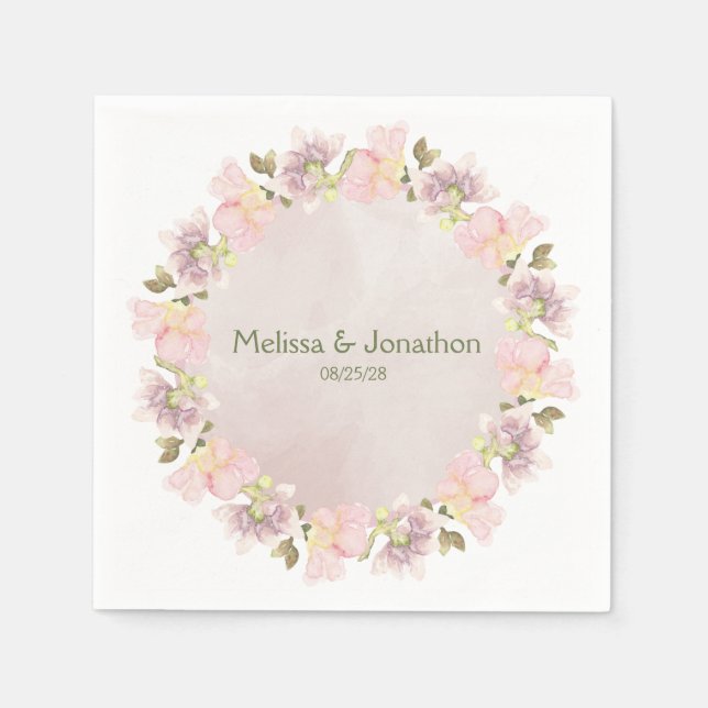 Guardanapo De Papel Casamento Floral Magnolia Magnolia Rosa Napkins (Frente)