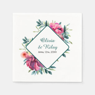 Guardanapo De Papel Casamento Floral Mauve e Burgundy