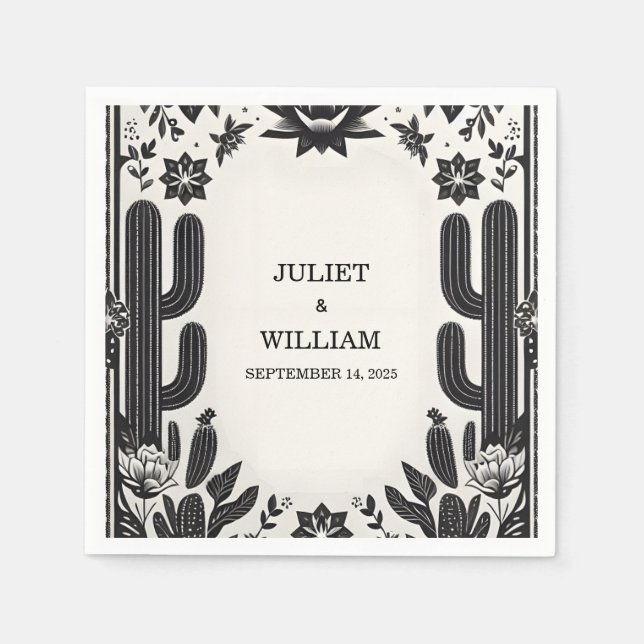 Guardanapo De Papel Casamento Floral Mexicano Elegante Fiesta Cactus (Frente)