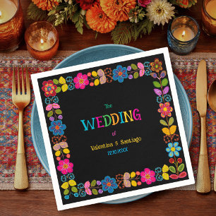 Guardanapo De Papel Casamento floral mexicano moderno