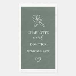 Guardanapo De Papel Casamento Floral Minimal Verde Floresta