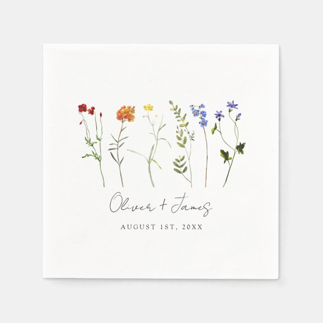 Guardanapo De Papel Casamento Floral Mínimo de Orgulho gay LGBTQ de Fl (Frente)