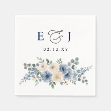 Casamento Floral Moderno Azul Poeirento Bege Rosa