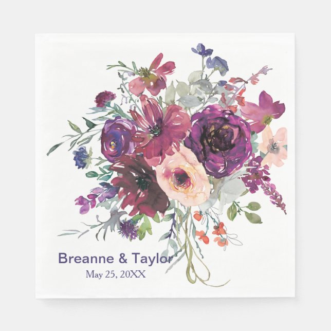 Guardanapo De Papel Casamento Floral Moderno de Jardim (Frente)