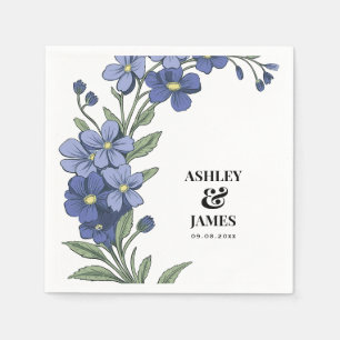 Guardanapo De Papel Casamento Floral Moderno Periwinkle Blue