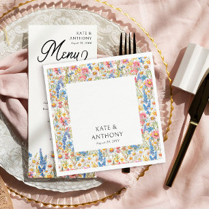 Guardanapo De Papel Casamento Floral Multicolorido de Flor Selvagem