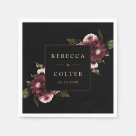 Guardanapo De Papel Casamento Floral Negro Elegante