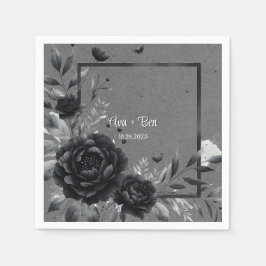 Guardanapo De Papel Casamento Floral Negro Gótico