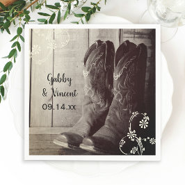 Guardanapo De Papel Casamento Floral Ocidental Rustic Cowboy Boots