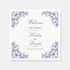 Guardanapo De Papel Casamento Floral Ornamentado Azul