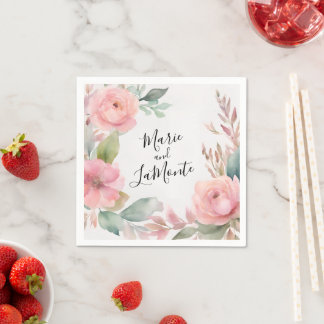 Guardanapo De Papel Casamento Floral Pastel Cor-de-Água Rosa Napkins