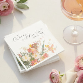 Guardanapo De Papel Casamento Floral Pintado com Rosa Romântico