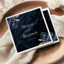 Guardanapo De Papel Casamento Floral Prata Azul Marinho