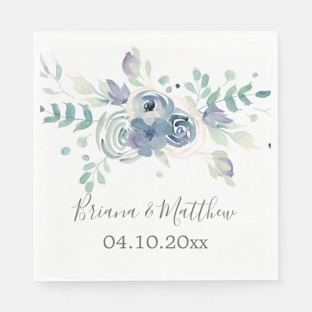 Guardanapo De Papel Casamento Floral Purple Greenery (Frente)