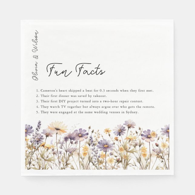 Guardanapo De Papel Casamento Floral Púrpura Elegante (Frente)