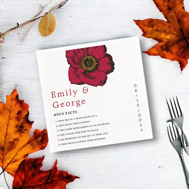 Guardanapo De Papel Casamento floral romântico da rosa vermelha burgun (Criador carregado)