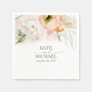 Guardanapo De Papel Casamento Floral Rosa e Pêssego