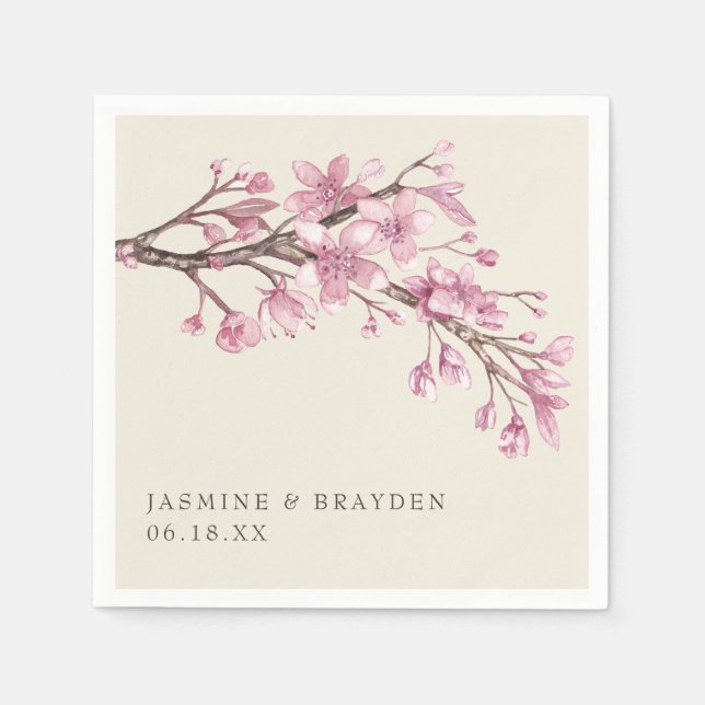 Guardanapo De Papel Casamento Floral Rosa Elegante (Frente)