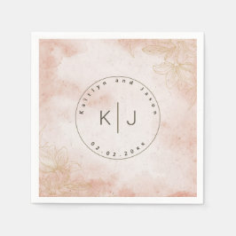 Guardanapo De Papel Casamento Floral Rosa Elegante Russo