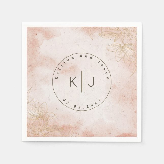 Guardanapo De Papel Casamento Floral Rosa Elegante Russo (Frente)