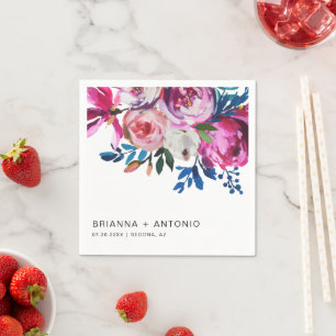 Guardanapo De Papel Casamento Floral Rosa Moderno e Elegante