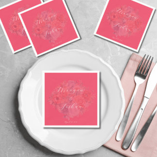 Guardanapo De Papel Casamento Floral Rosa Quente Napkins