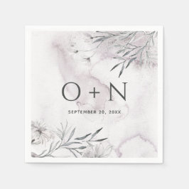 Guardanapo De Papel Casamento floral roxo empoeirado em aquarela elega