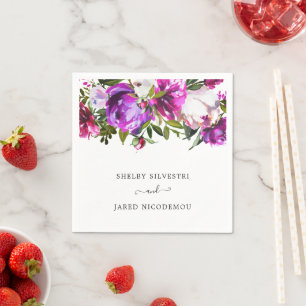 Guardanapo De Papel Casamento Floral Roxo Vibrante e Elegante