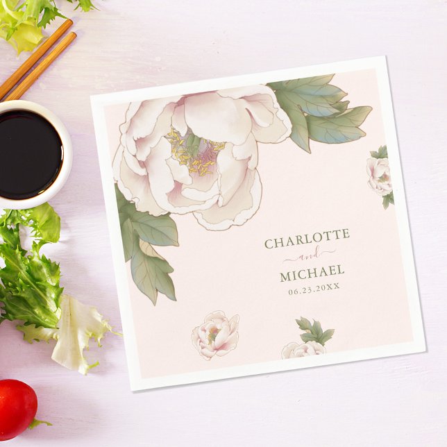 Guardanapo De Papel Casamento Floral Rustic Blush Pink Peony Rosa, Nap (Criador carregado)