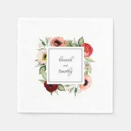 Guardanapo De Papel Casamento Floral Rustic Boho com Nomes