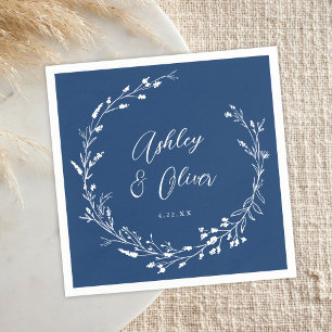 Guardanapo De Papel Casamento Floral Rustic Boho Marinho Blue Wildflow