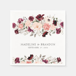 Guardanapo De Papel Casamento Floral Rustic Burgundy Blush