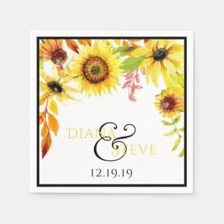 Guardanapo De Papel Casamento Floral Rustic Sunflower