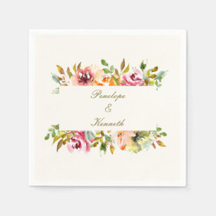 Guardanapo De Papel Casamento Floral Rustic Watercolor Personalizado