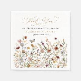 Guardanapo De Papel Casamento Floral Rustic Wildflower Garden Obrigado