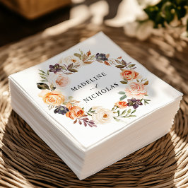 Guardanapo De Papel Casamento Floral Rústico de Aquarela de Outono