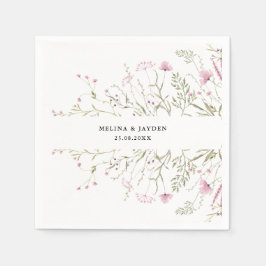 Guardanapo De Papel Casamento Floral Selvagem Rosa Elegante