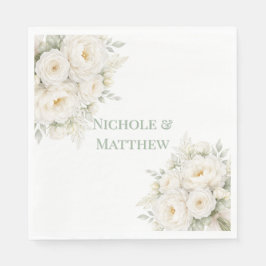 Guardanapo De Papel Casamento Floral Todo Branco