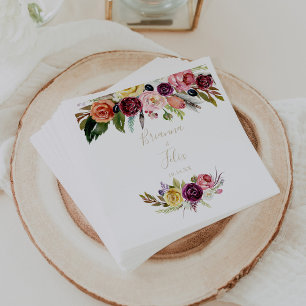 Guardanapo De Papel Casamento Floral Tropical de Feather Boho Dourado