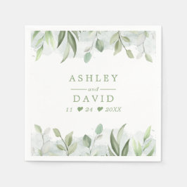 Guardanapo De Papel Casamento Floral Verde Água-forte Rústico