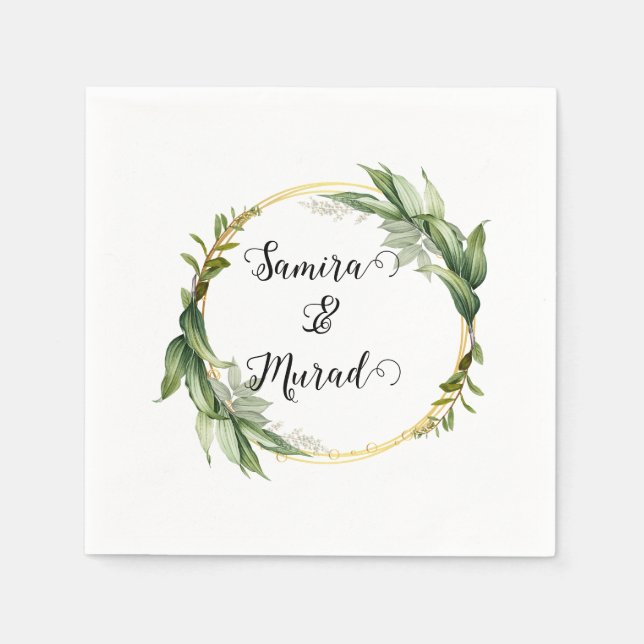 Guardanapo De Papel Casamento Floral Verde Napkins (Frente)