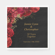 Casamento Floral Vermelho Anniversário Napkins