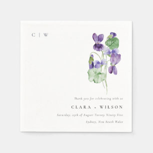 Guardanapo De Papel Casamento Floral Violet Violet Monograma bonito