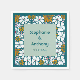 Guardanapo De Papel Casamento Flores Retro Groovy 70s Boho
