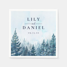 Guardanapo De Papel Casamento Floresta de Inverno com Pinheiro Rústico