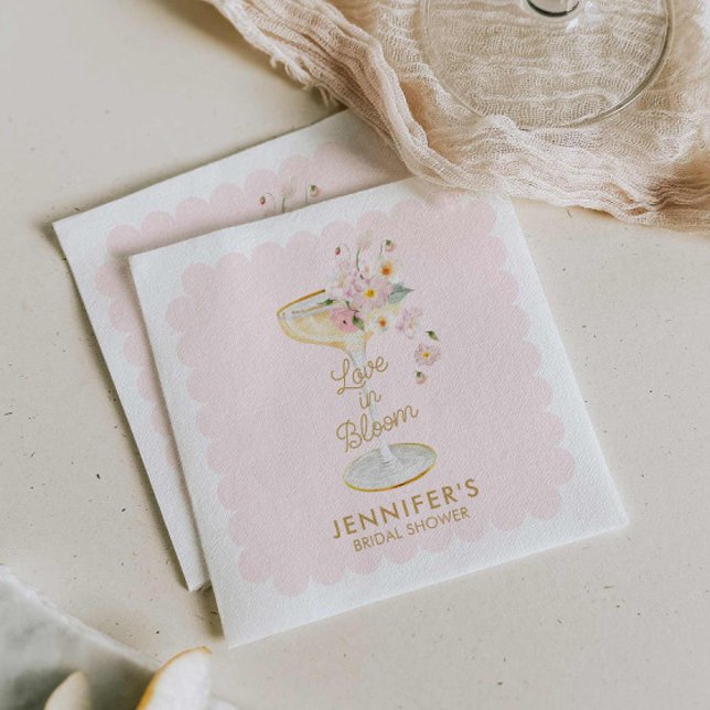 Guardanapo De Papel Casamento Florido Rosa Chá de Noiva (Love in Bloom Bridal Shower Napkins)