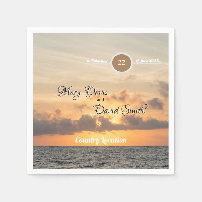 Guardanapo De Papel Casamento Folly Beach Morning (Frente)