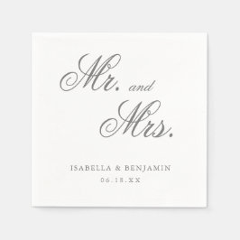 Guardanapo De Papel Casamento Formal Cinza Tradicional Elegante