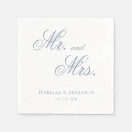 Guardanapo De Papel Casamento Formal Elegante Azul Poeirento Tradicion