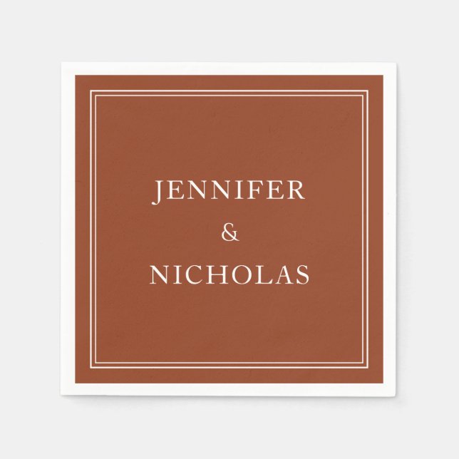 Guardanapo De Papel Casamento Formal Elegante Terracotta (Frente)